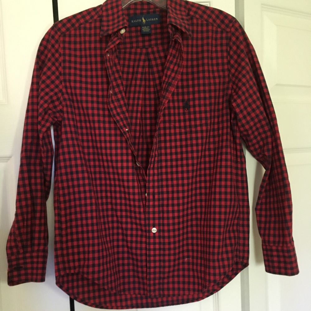 Ralph Lauren red/black checker button down, 10-12